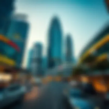 Dynamic Business Hub: Surroundings of Thuraya Tower A bustling business environment around the Thuraya Tower