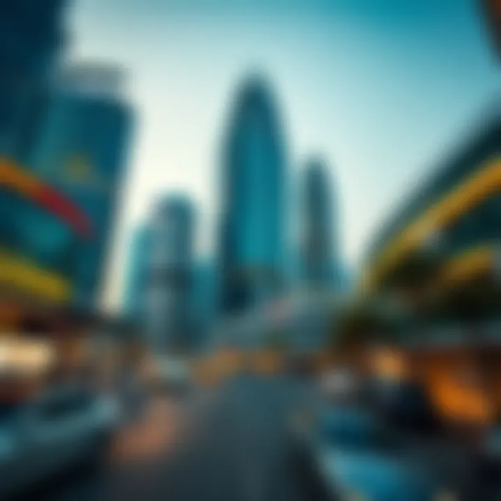 Dynamic Business Hub: Surroundings of Thuraya Tower A bustling business environment around the Thuraya Tower