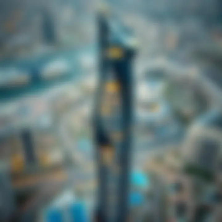 Aerial View of Tiara East Tower's Prime Location Aerial shot highlighting Tiara East Tower's location in Dubai