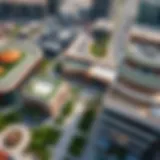 Aerial view of Town Square Safi showcasing modern architecture and green spaces