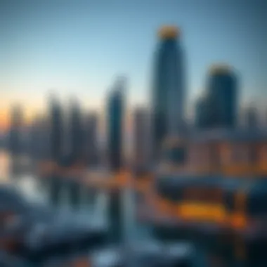 Futuristic layout of Dubai Marina skyline