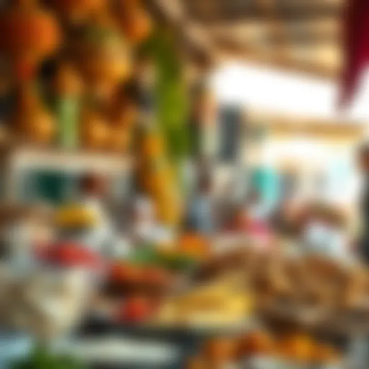 Traditional market scene showcasing local food