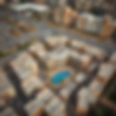 Aerial view showcasing the architecture of مجمع الغدير