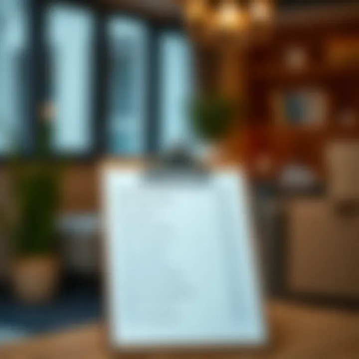 Essential Moving Checklist A checklist on a clipboard highlighting essential tasks for moving