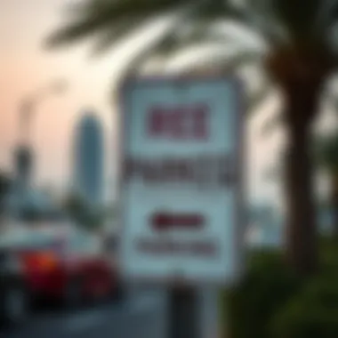 Free Parking Signage in Dubai Illustration of a parking sign indicating free parking