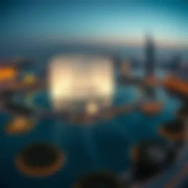 The Dubai Fountain: A Central Gem in Dubai's Landscape Panoramic view of Dubai Fountain and surrounding area