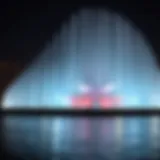Breathtaking view of the Dubai Fountain illuminated at night