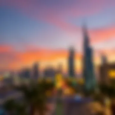 Dawn breaking over Dubai skyline during Ramadan