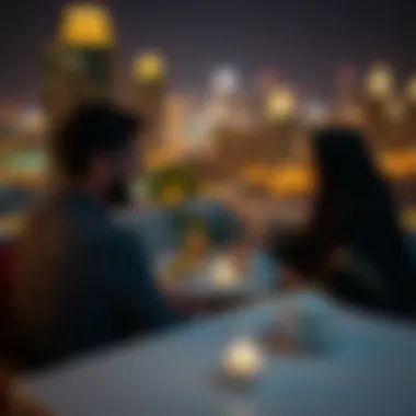 Dubai residents enjoying Sehri with a view of the city