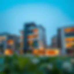 Luxurious residential building in Urbana Dubai showcasing modern architecture