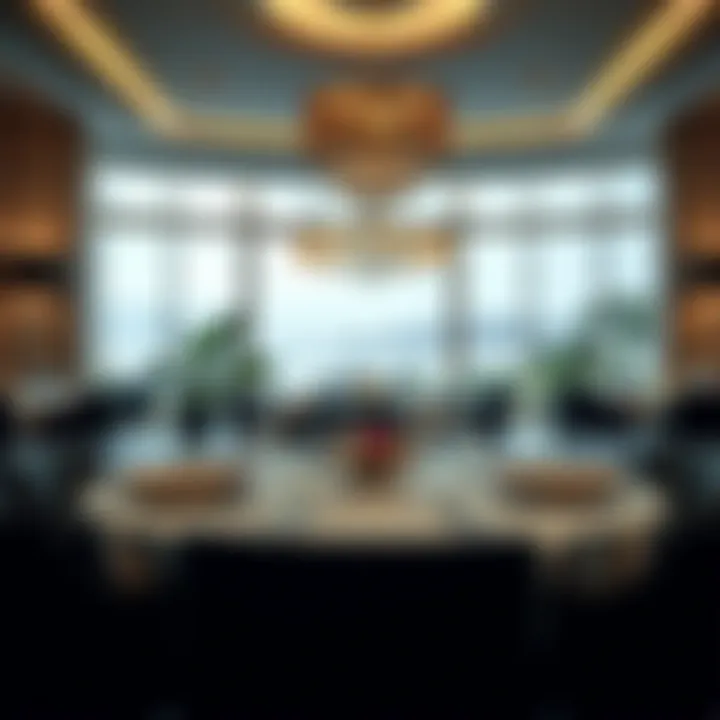 Exquisite Dining Experience at Vela Dorchester Collection Elegant dining area within the Vela Dorchester Collection featuring exquisite decor