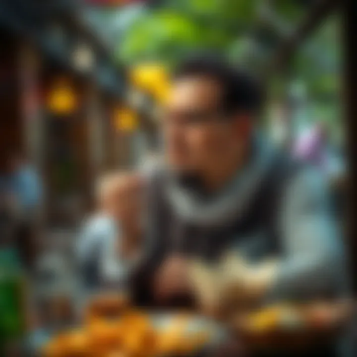 Traveler enjoying local cuisine in a visa-free location