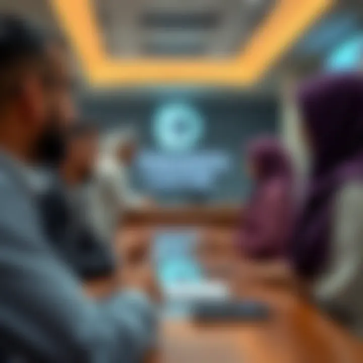 Visitors receiving guidance at the Tawjeeh Center